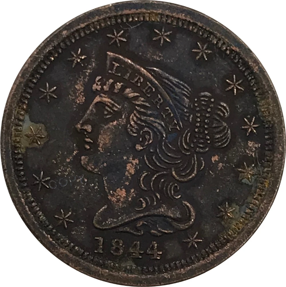 1844 United States of America Dollar Half Cent Collectibles Red Copper Copy Coin | Дом и сад