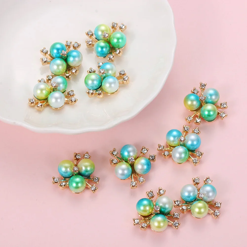 

10pcs/set DIY Alloy Crystal Bow Bee/Flower Rhinestones Buttons Pearl Button Wedding Decoration Accessories