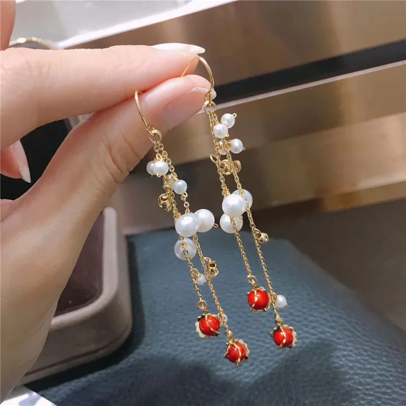 

2018 New Design Boho Long Tassel Fringed Drop Earrings Bohemian Beach Jewelry Freshwater Pearl Dangle Earring for Women Gift