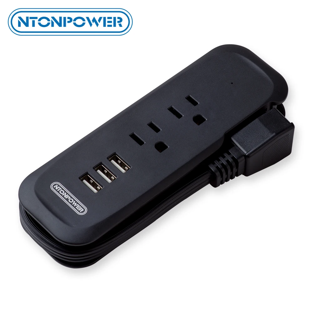 NTON POWER Travel Power Strip с USB американской электрической плоской вилкой мини настольная