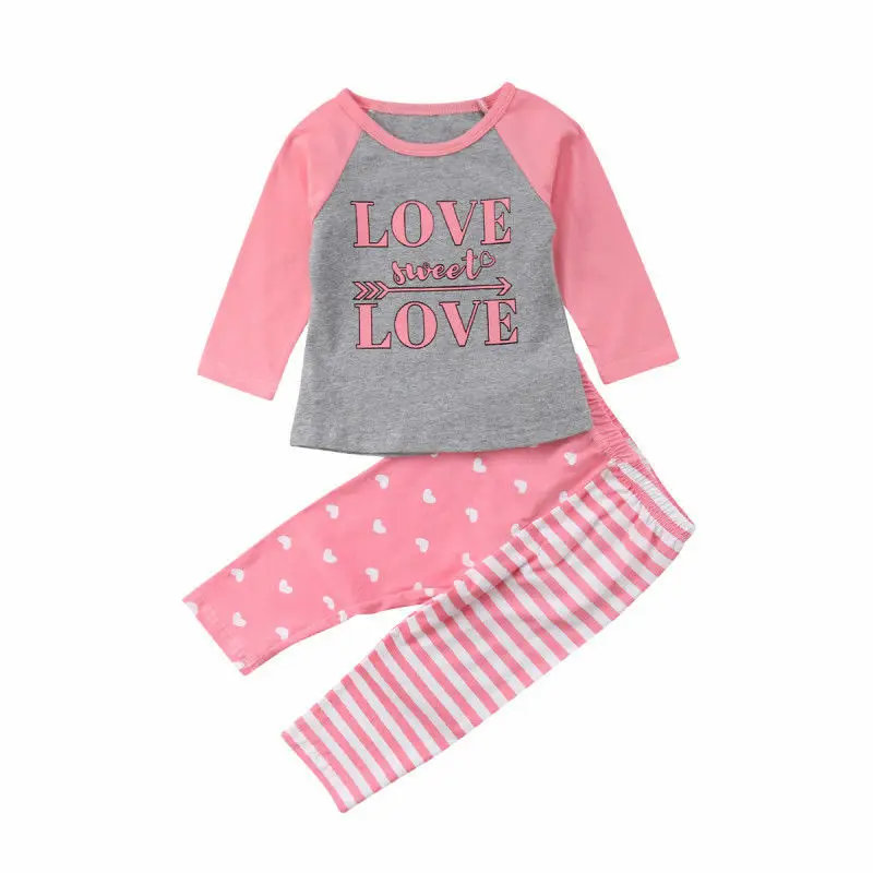  For Toddler Kid Baby Girl Pajama Sets Sister Matching Clothes Tops +Pants Sleepwear Outfit 2pcs Set