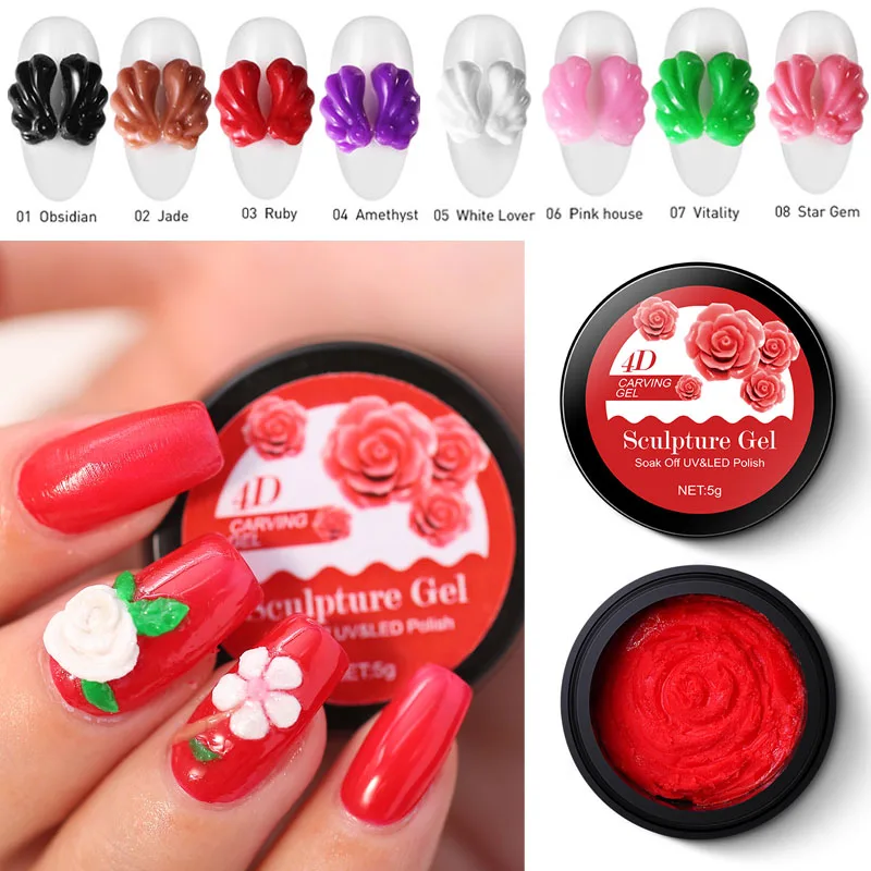 

Modelones 4D Sculpture Gel Craved Pattern UV Nail Gel Plasticine UV Nail Gel Varnish DIY Nail Art Painting Gel Modelling Varnish