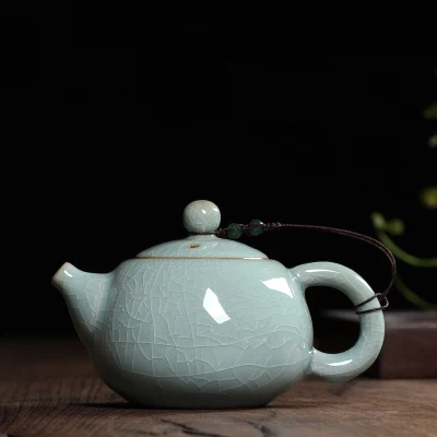 Чайный набор хрустящая глазурь Ge Kiln Longquan Celadon Zisha керамика искусство Тай Тхи китайский чайный горшок фарфор Исин глина антикварный чайный горшок - Цвет: H