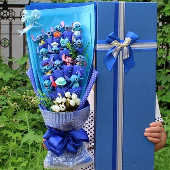 

Stitch Plush Toys bouquets Artificial Flowers Soft Stuffed Dolls Plush Stitch bouquets For Christmas Gifts no box