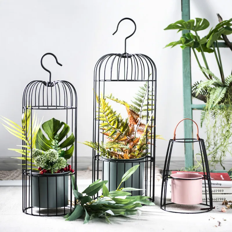 Creative Bird Cage Hanging Flower Pot Wrought Iron Creative Bird Cage Hanging Flower Pot Wrought Iron