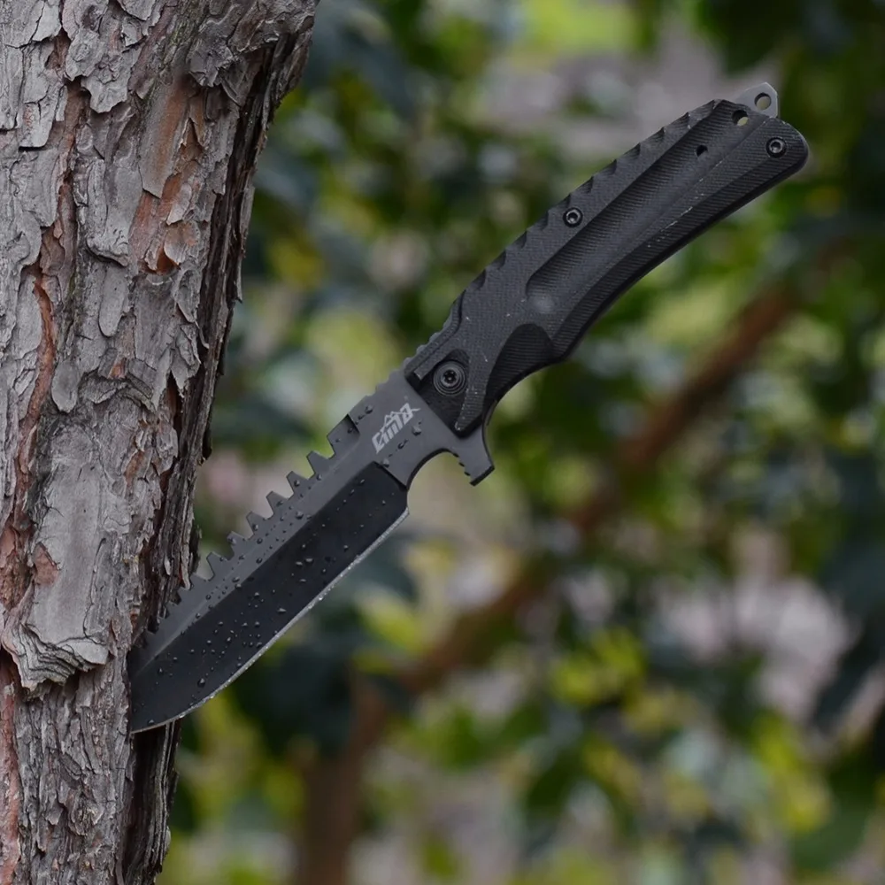 Охотничий нож CIMA высокой твердости с фиксированным лезвием с оболочкой, AUS-8 лезвием, рукояткой G10, 8,26 дюймов