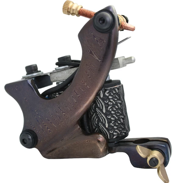 

5Pcs/lot Professional Damascus Tattoo Machine 10 Wrap Coils Iron Cast Frame Custom Tattoo Gun For Liner Shader DTM-6014-D6
