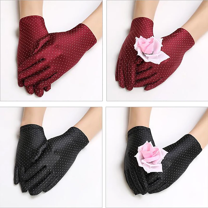 

Fashion Polka Dots Women Gloves Summer Spring Spandex Gloves Sunscreen Etiquette Fashion Short Glove High Elastic Thin Gloves