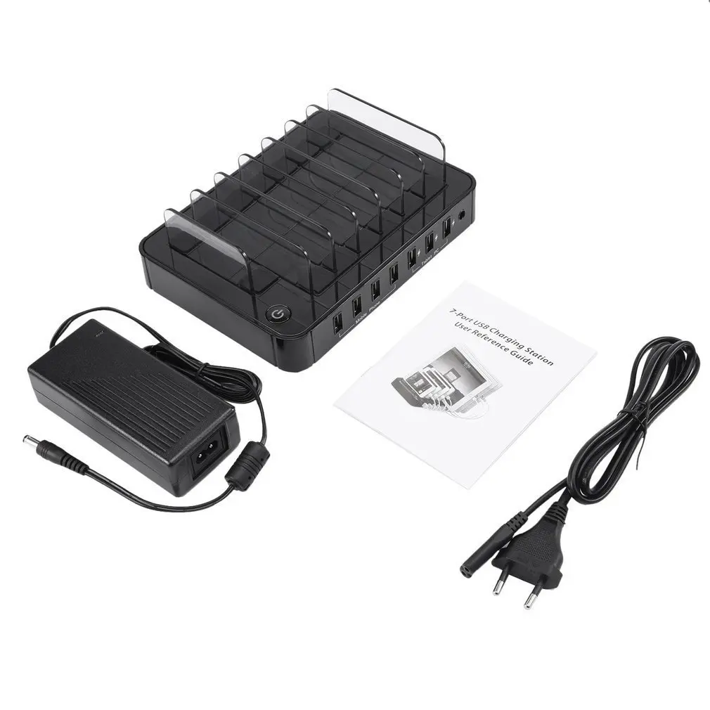 

7-Port USB Charging Station USB Charger Charging Dock With 60W Power Adapter for Tablets Smartphones Over-charging Protection