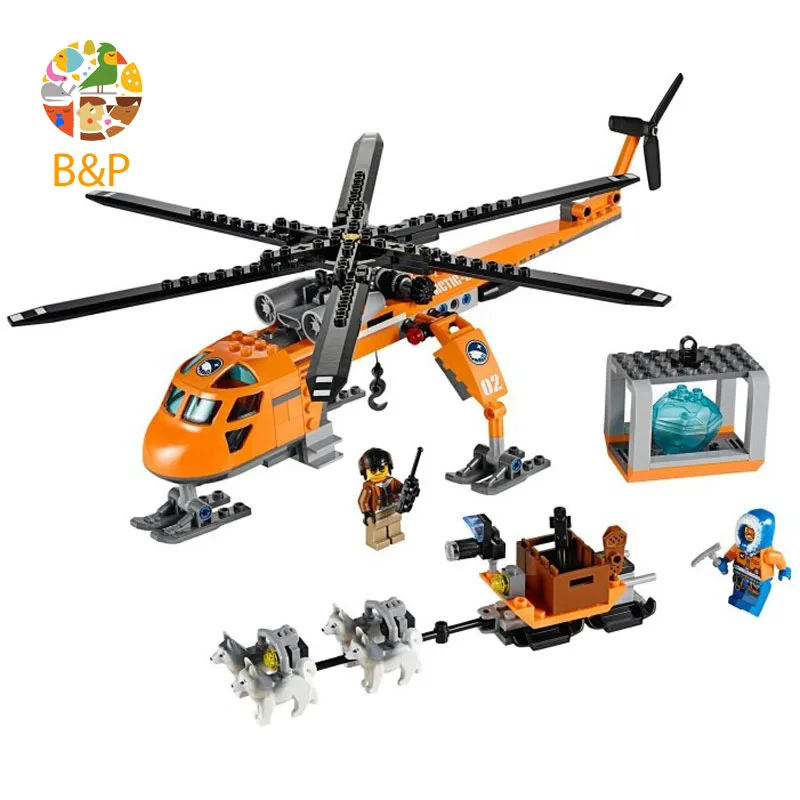 

Legoing Polar exploration helicopter cranes 60034 273 Building Blcok set Brick compatible 10439 Toys for children Gift