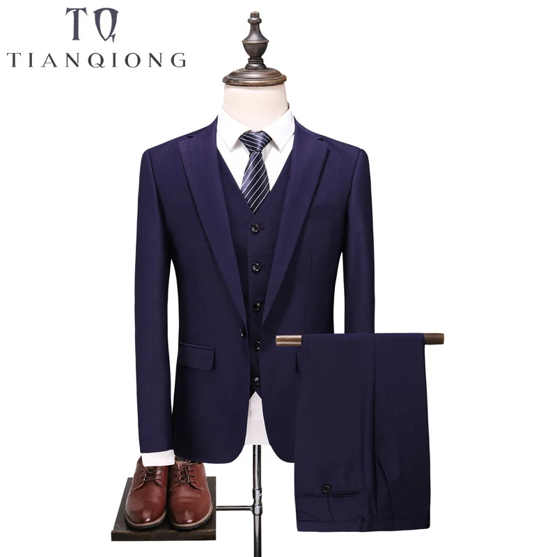 

3Pieces(Jacket+Vest+Pants) 2018 Mens Black Purple Suit Slim Fit Suit Men Luxury Men's Wedding Suits Formal Wear Dress Size S-4XL