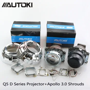 

Autoki 3.0inch Koito Q5 Bi-xenon Projector Lens +Apollo 3.0 Shrouds Use D1S D2H D2S D3S D4S HID Lights For Auto Retrofit