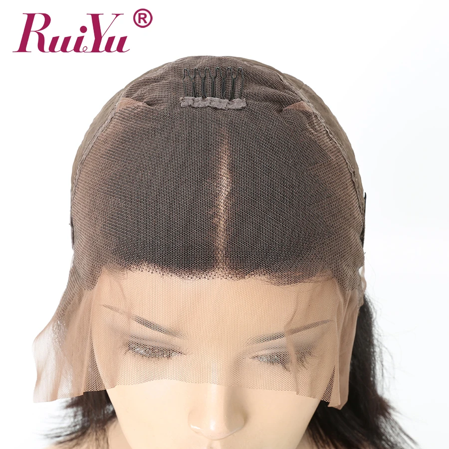 13x6 парик с глубоким кружевным фронтом короткие парики из человеческих волос с Бобом для черных женщин 150% бразильские прямые волосы Реми парики RUIYU