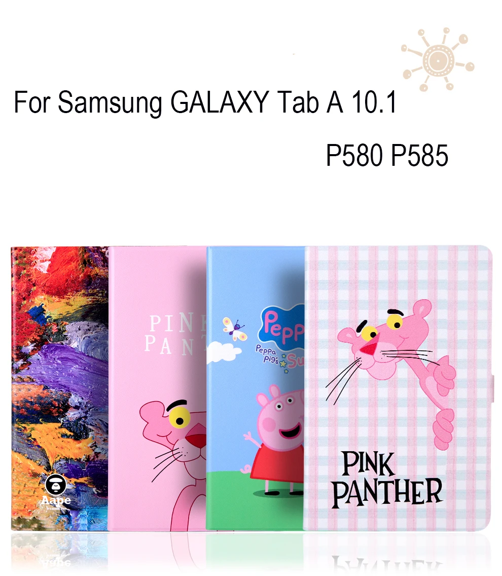 

For Samsung GALAXY Tab A 10.1 P580 P585 Cover Fashion Painting High Quality PU Leather+TPU Soft Case Tablets Stand Sleeve+Gifts