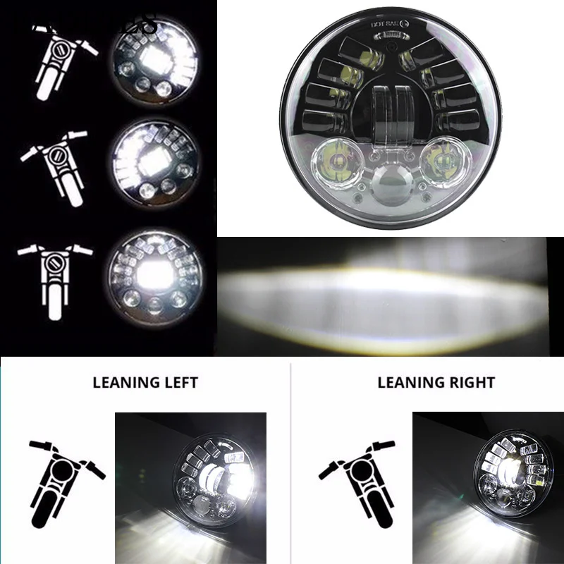 FADUIES 5,7" адаптивный Поворотный Светодиодный светильник на голову для мотоцикла Harley, проектор, головной светильник s 5 3/4" светодиодный налобный фонарь, светильник для вождения