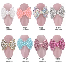 10 шт. Стразы 3d галстук-бабочка кристалл ab жемчужины для дизайна ногтей украшения металлические амулеты ювелирные изделия для ногтей Y153~ 160