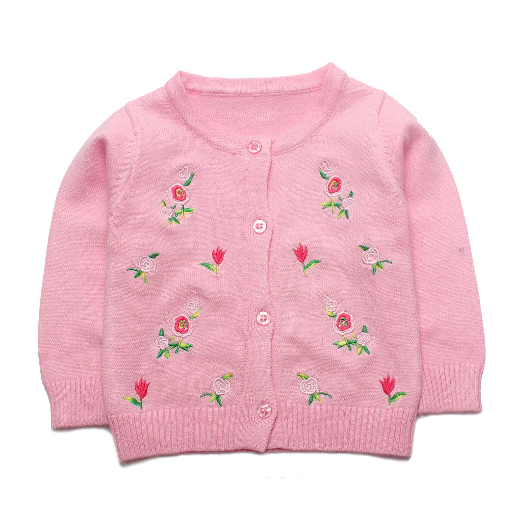 Хлопковый цветочный кардиган; свитер для маленьких девочек с длинными рукавами и круглым вырезом; свитера для младенцев; Новинка года; Аксессуары для девочек; одежда для маленьких девочек