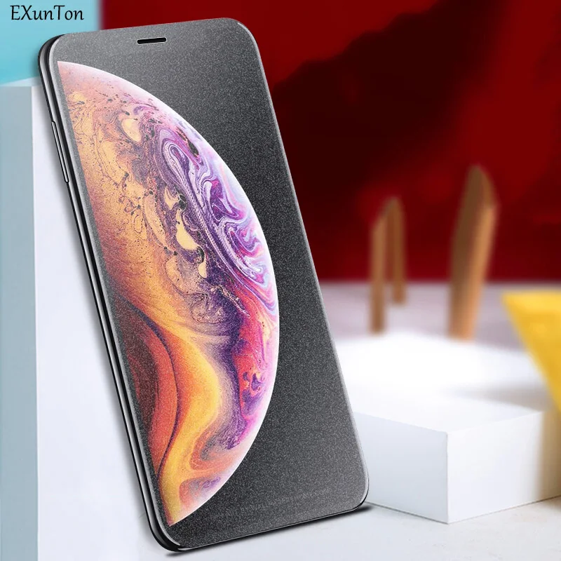 

EXUNTON For iphone XS XR XS Max 11 Pro Frosted Glass Protective Film Matte Glass No Fingerprint Tempered Glass Screen Protector