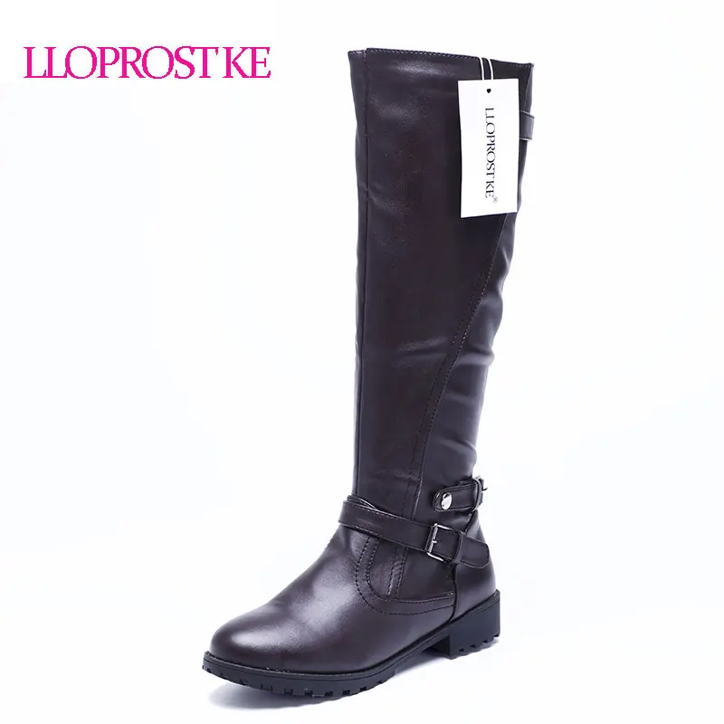 Lloprost ke/Сапоги до колена из искусственной кожи; рыцарские сапоги; новые модные красивые женские сапоги; цвет черный, коричневый; ; Платформа на низком каблуке; ZZ028