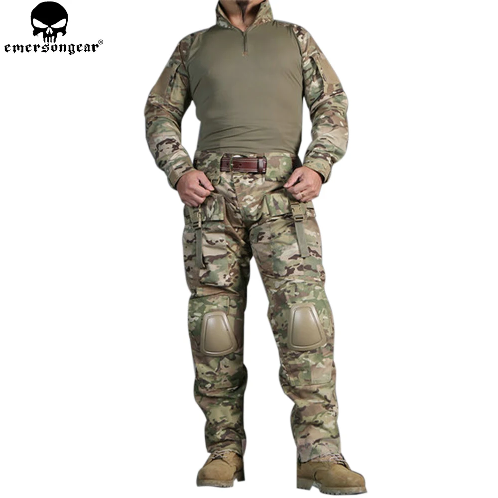 

EMERSONGEAR Combat Uniform Frog Suit Tactical Military Shirt Pants With Knee Pads Elbow Pads Airsoft Pants Multicam Suit EM2711