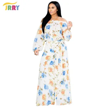 

JRRY Winter Autumn Hot Selling Print Women Jumpsuits Sexy Chiffon Ladies Jumpsuit
