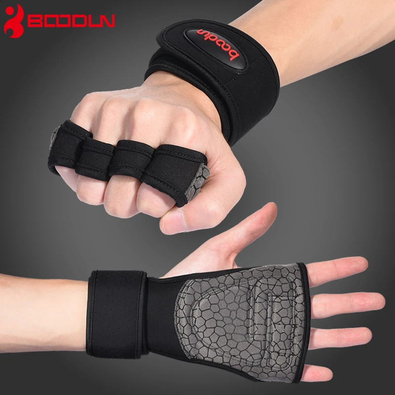 Boodun Weight Lifting Training Gloves Fitness Sports Body Building Gymnastics Grips Gym Hand Palm Protector Gloves