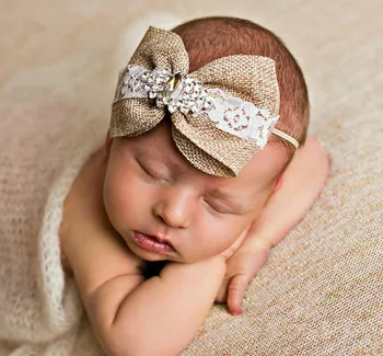 

30pcs/lot Burlap Bow Matching Sparking Rhinestone Center Burlap Headband Bow Headbands
