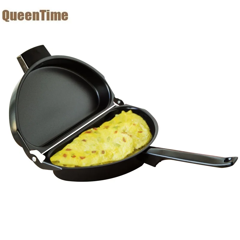 QueenTime Stainless Steel Omelette Pan Non stick Fried Egg Pan Griddles