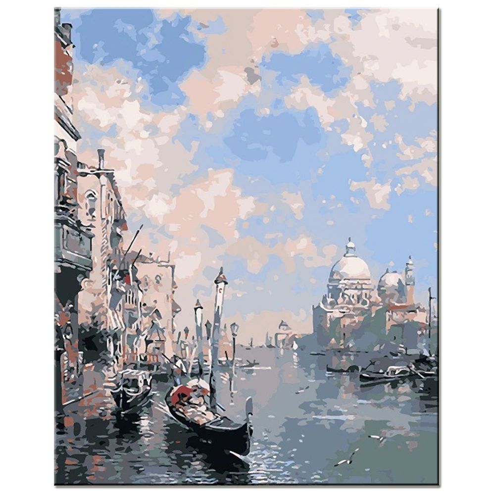 DIY Hand Painted The Grand Canal of Venice Painting Wall Room Decor
