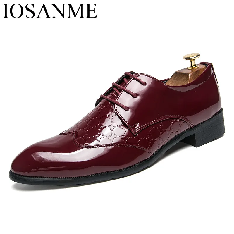 

shoes men glossy pointed patent leather snake skin cool designer comfortable wedding male footwear brogue oxford shoes for men