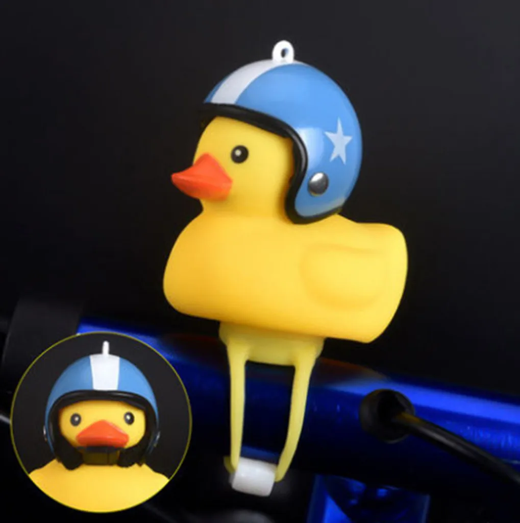 Flash Deal Funy Animal Bicycle Light Cartoon Little Yellow Duck Helmet Head Light Shining Duck Bicycle Bells Handlebar Accessories 2.46 3