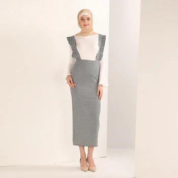 

Fashion Women's Skirt Long Skirts Pencil Ramadan Party Worship Service Islamic Clothing High Waist Long Plaid Muslim Bottoms