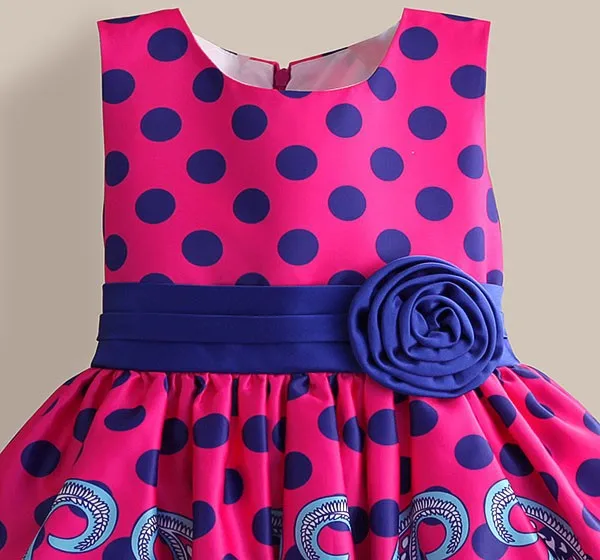 Потрясающее летнее платье синее вечернее платье в горошек с цветочным принтом для девочек детская одежда с шелковым ремешком для детей 5-10 лет vestidos infantis