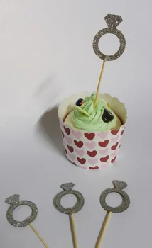 

Glitter ring cupcake Toppers decorations wedding party Bridal shower Baby Shower Birthday food picks