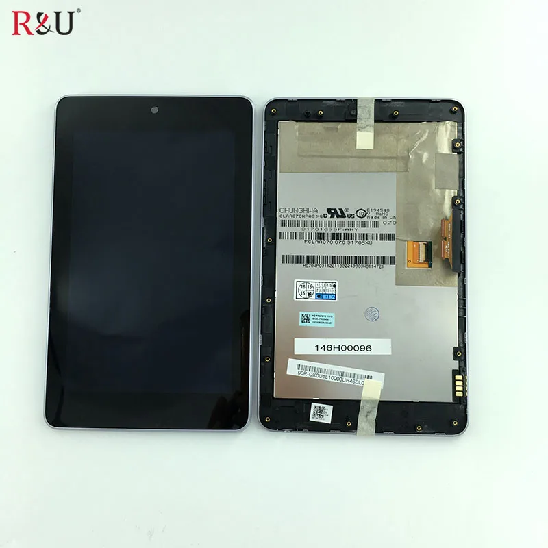 R&U 7inch LCD display+Touch Digitizer Screen assembly with frame for ASUS Google Nexus 7 nexus7 2012 ME370TG nexus7c 3G version 5pcs lot 100% original new display screen lcd assembly with frame for lg nexus 5 d820 d821 lcd black