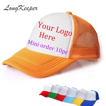 

LongKeeper Unisex Hip-Hop Baseball Caps Adjustable Trucker Mesh Blank Curved Visor Hat Hats Logo Custom Made 10pcs/lot
