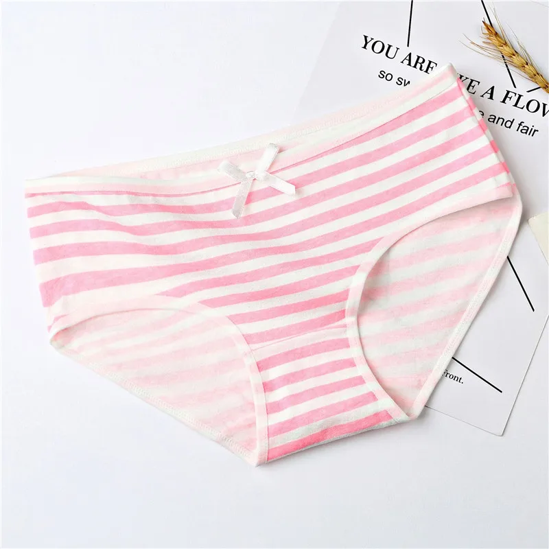 APOCAL 1PC 2 Pcs/set Women's Panties Striped Female Underwear Women Cotton Kawaii Bow Anime Briefs Cozy Lingerie Girls Bikini