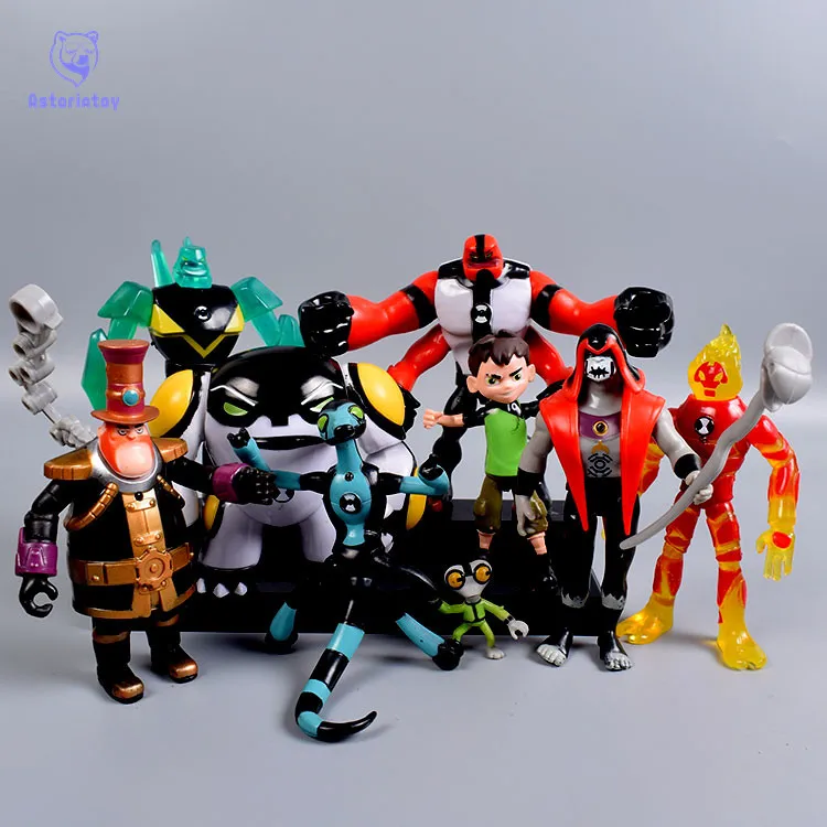 

Ben 10 Ben Tennyson Four arms Grey Matter Kineceleran Diamondhead Heatblast PVC Action Figures Kids Toys Gifts 9pcs/set