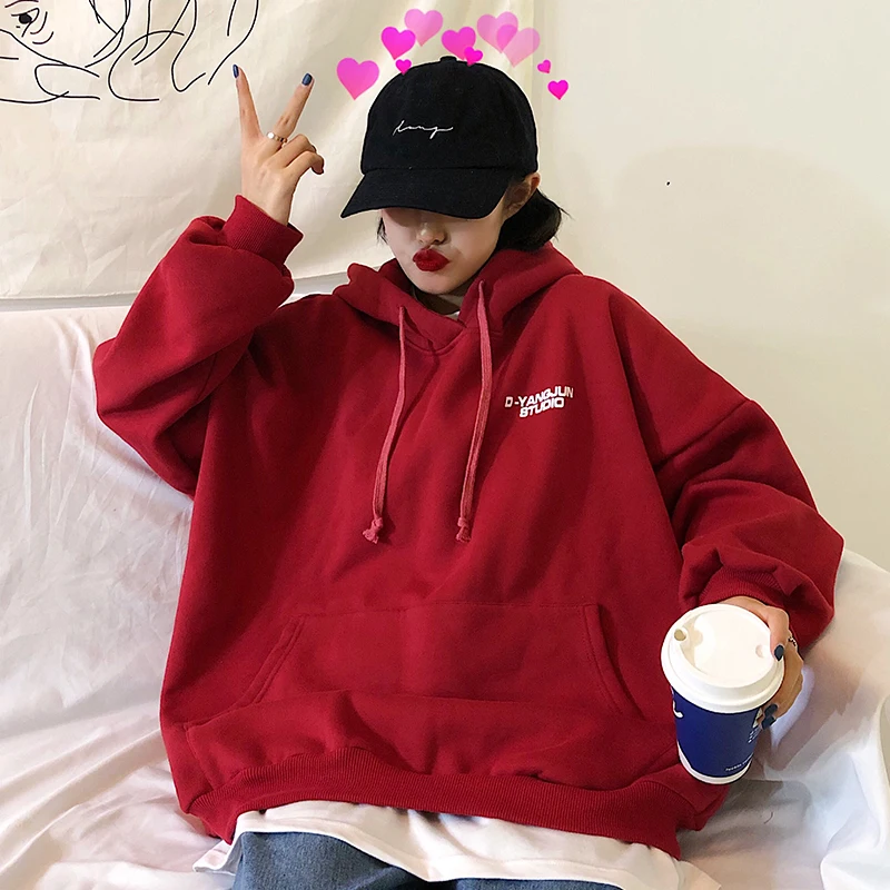  Fashion Sweatshirt Women 2019 Autumn Clothing Korean Ulzzang Harajuku Streetwear Fleece Hooded Swea