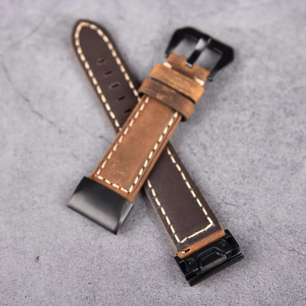 

Genuine Leather 22mm Quick Fit Replacement Watch Band Strap with for Garmin Fenix 5/ 5 Plus/Forerunner 935/Approach S60/Quatix 5