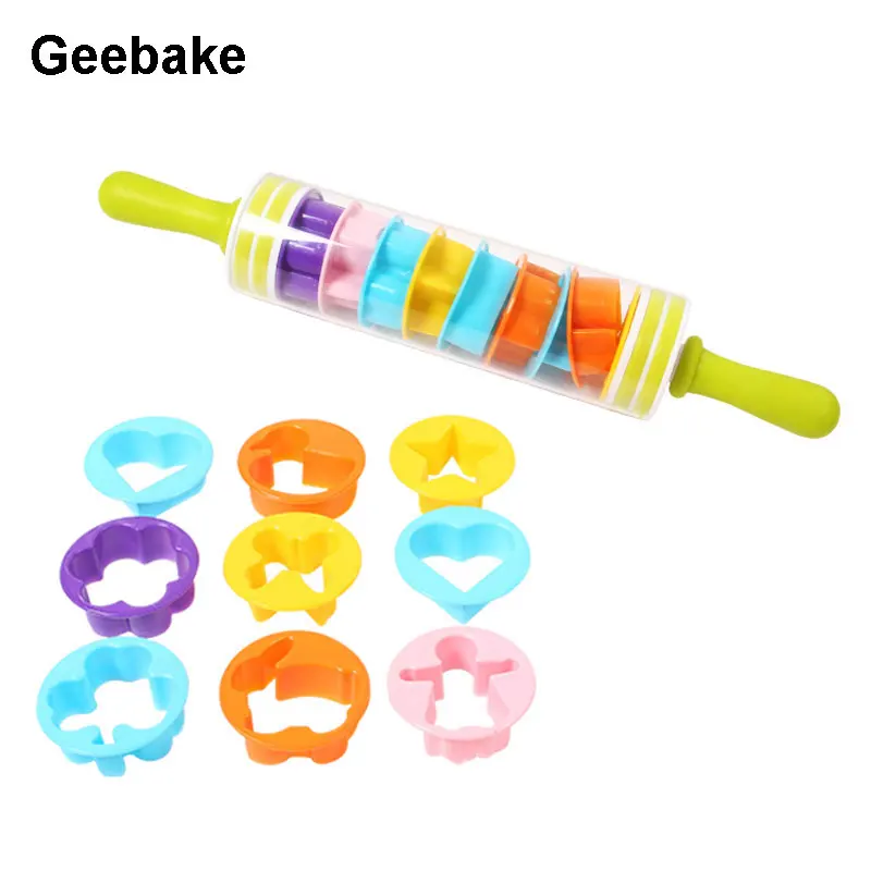 

Large 45cm Multifunction Plastic Rolling Pin Detachable with 9 pcs Fondant Cake Mold Activity Rolling Pin Set M1415