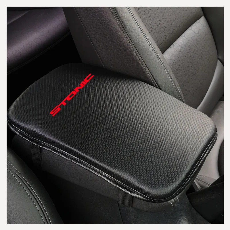 Защитная подушка для ХРАНЕНИЯ подлокотника автомобиля из искусственной кожи с текстурой углеродного волокна для Kia Stonic
