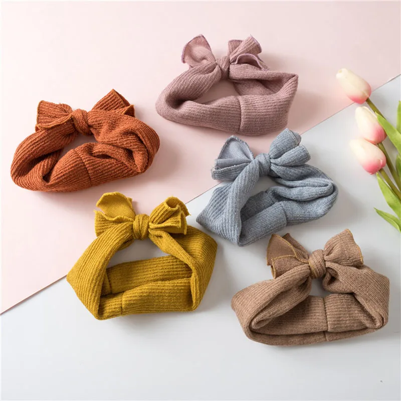Cute Baby Girl Headbands Knitted Newborn Baby Bows Haarband Turban Head Warm head band Infant Toddler Hair band Bebes Acessorios