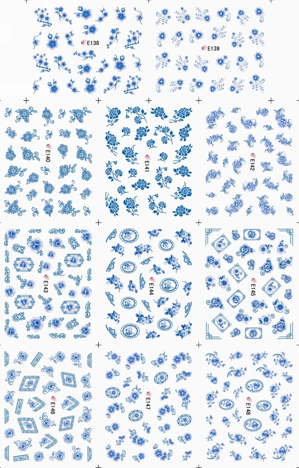 

11 PCS / LOT SIMULATION EMULATION SELF-ADHESIVE 3D NAIL TATTOOS STICKER FLOWER CHINA BLUE LILY LILAC E138-148