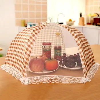

Foldable Food Cover Square Mesh Umbrella Dust-proof Table Food Cover Anti-fly Kitchen Tool