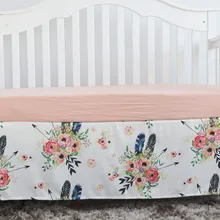 Детская кроватка Юбка Пыль рюшами для маленьких девочек постельные принадлежности для мальчиков наборы(перо Цветочные