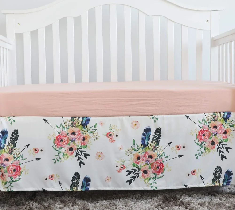 Crib Bed Skirt Dust Ruffle For Baby Girls Boys Bedding Sets