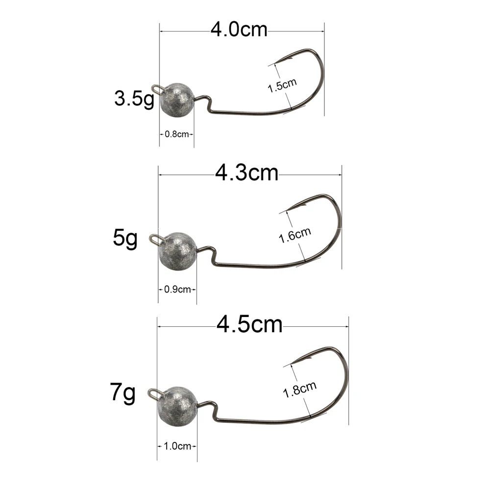 Goture 10 шт. 3,5 г 5 г 7 г подвергается привести джиг-головки рыболовный крючок Нержавеющая сталь джиг Sharp Смещение крючки для Червяков с