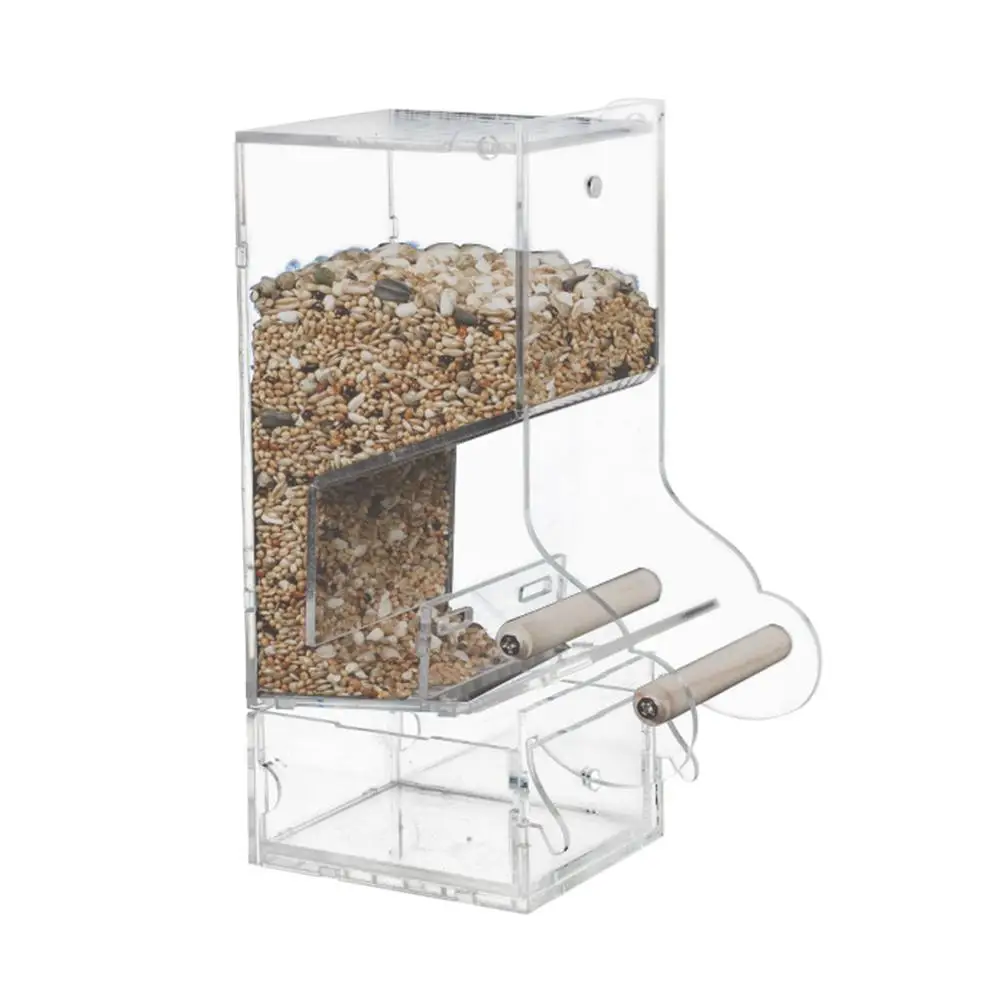 Acrylic Anti splash Automatic Bird Feeder Parrot Pigeon Feeding