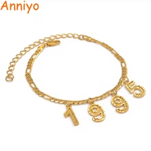 Anniyo ножной браслет с английскими цифрами, подарок на день рождения, персональная ножная цепочка на день рождения для женщин, мам и девочек, цифровые ювелирные изделия на заказ#214706
